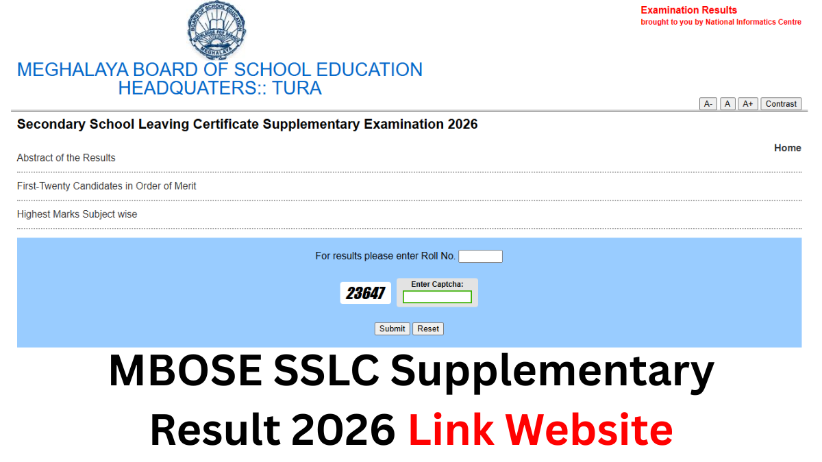 MBOSE SSLC Supplementary Result 2026 Direct Link Website