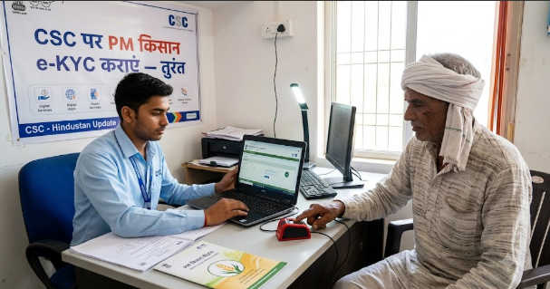 PM Kisan Yojana eKYC verification at CSC Center